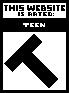 An ESRB-style rating sticker. This website is rated T for Teen